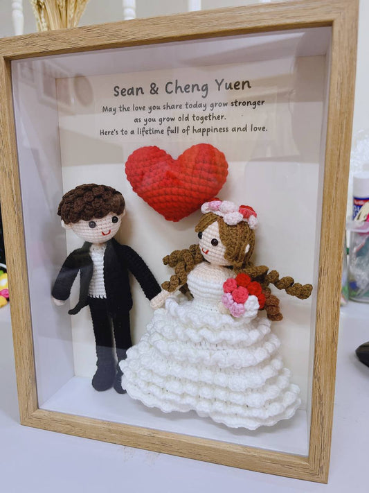 Wedding Couple Wishes Frame | Crochet Bride - Groom - Love