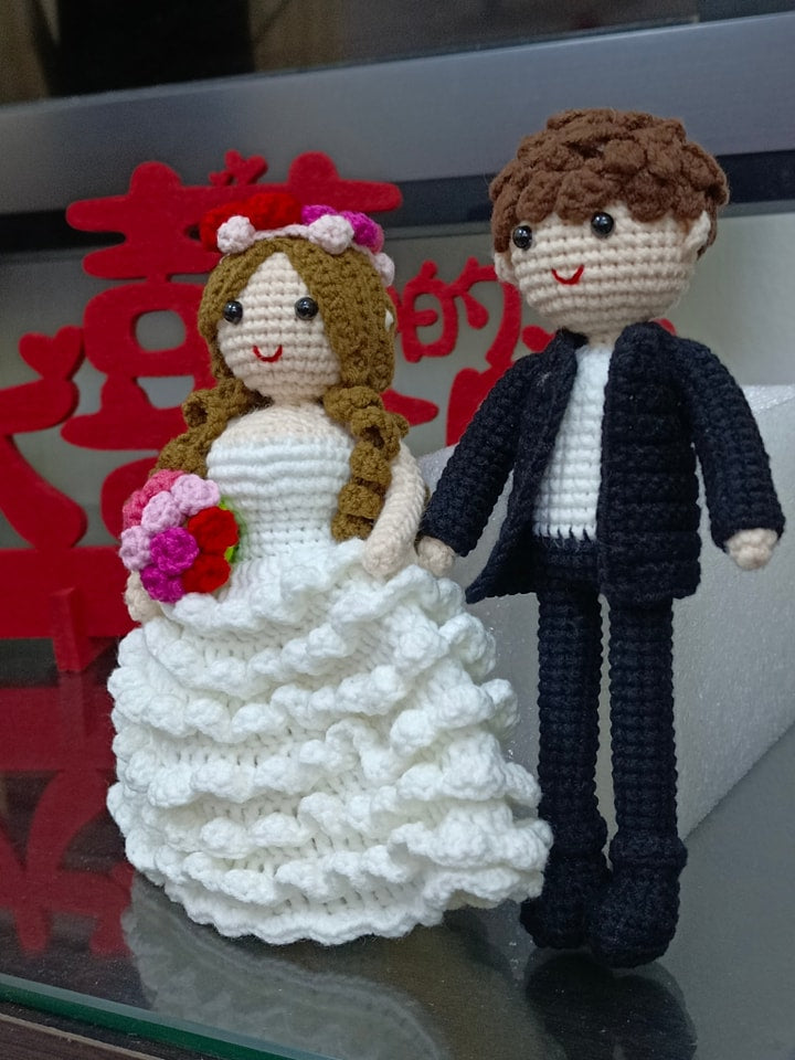 Crochet Wedding Bride & Groom Doll