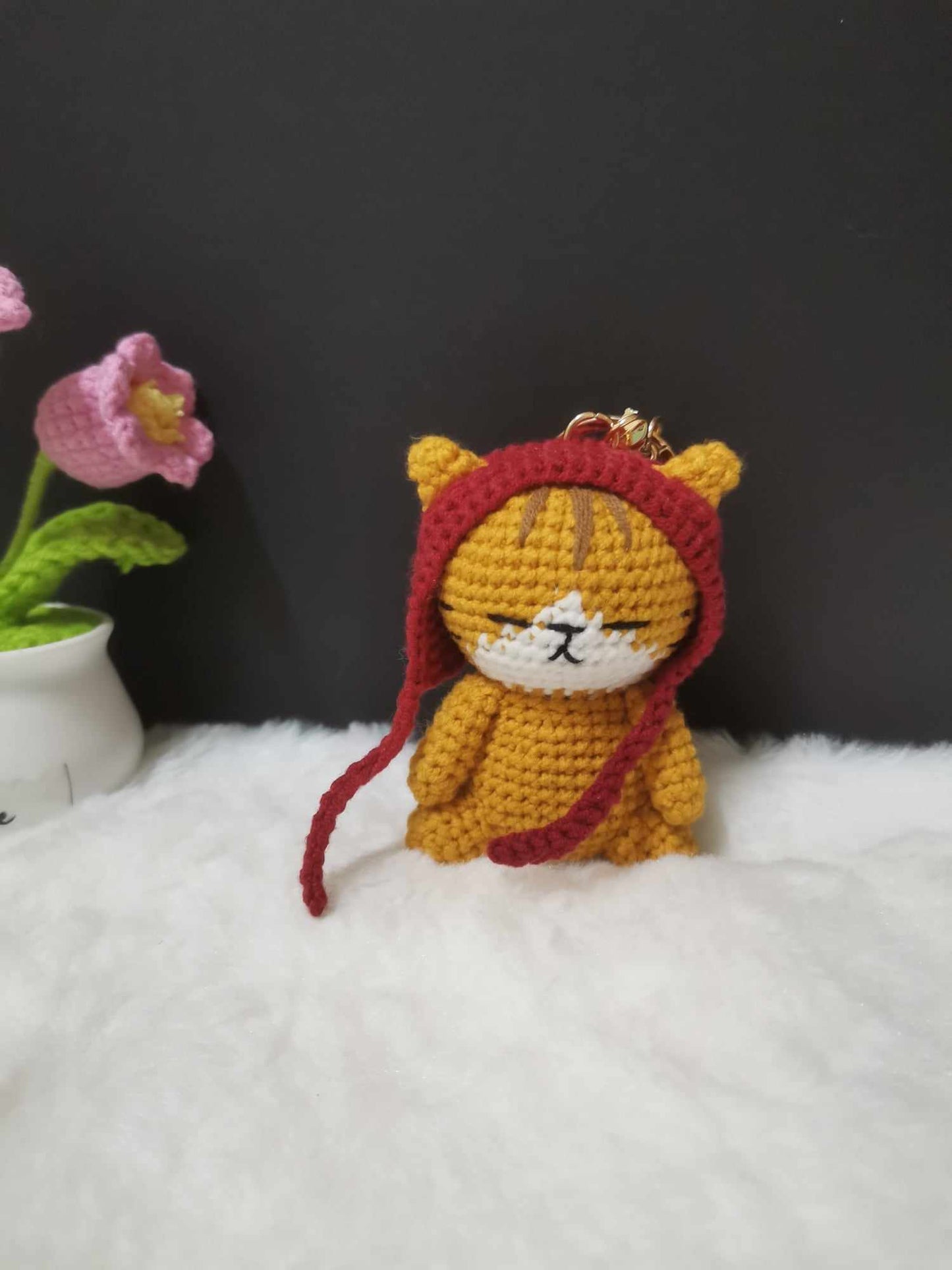 Crochet Woolen Cat Keychain