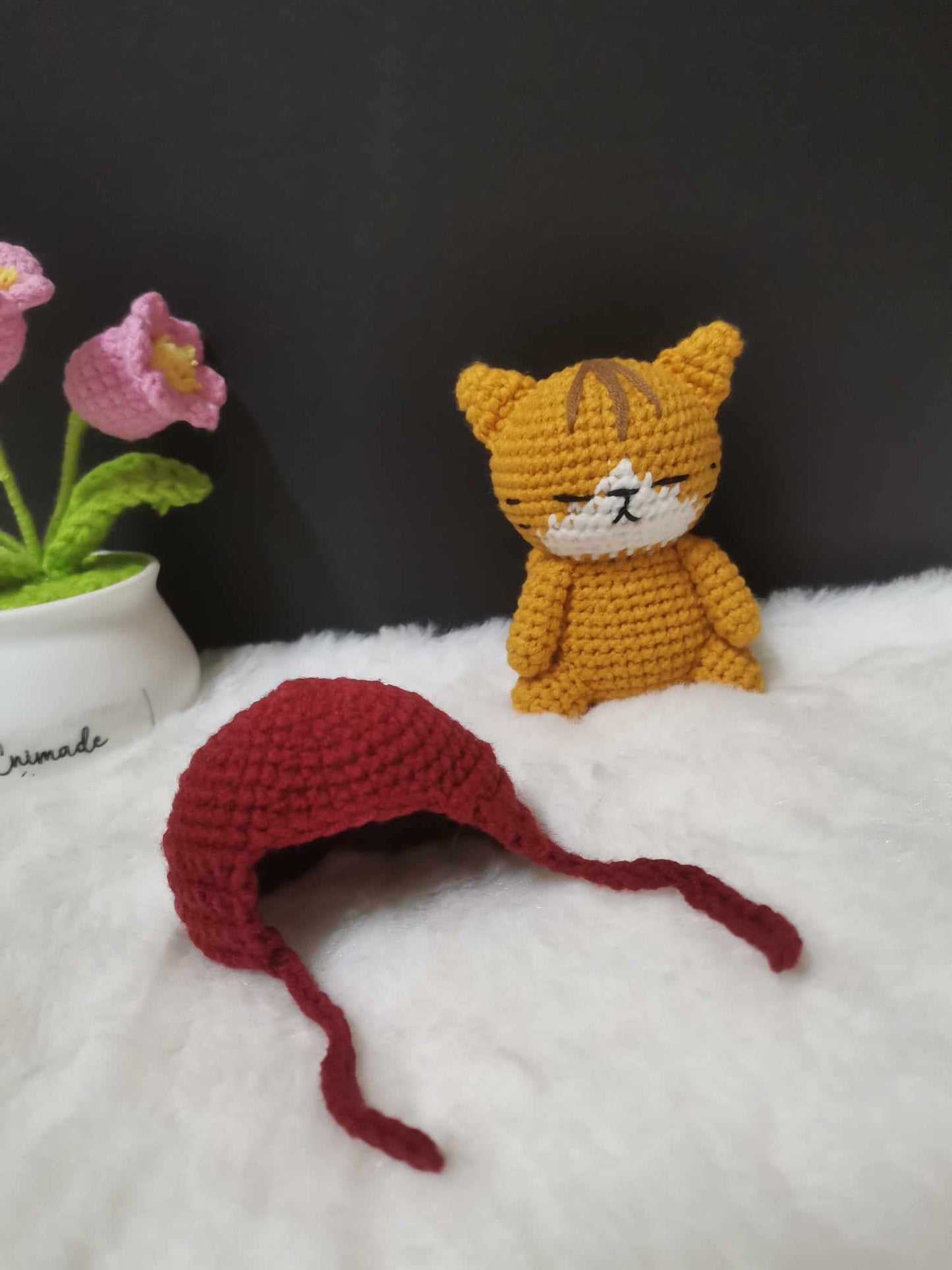 Crochet Woolen Cat Keychain