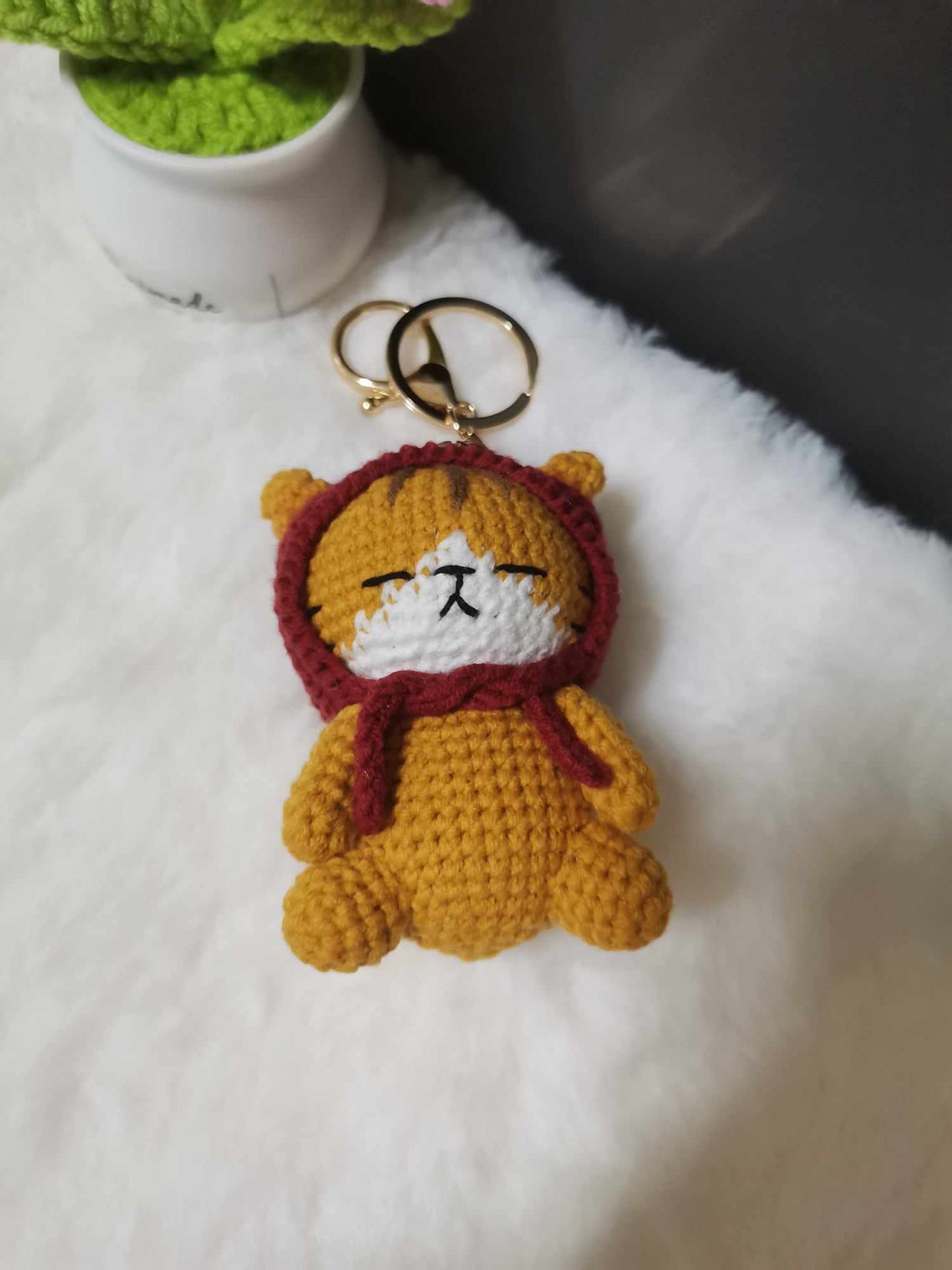 Crochet Woolen Cat Keychain