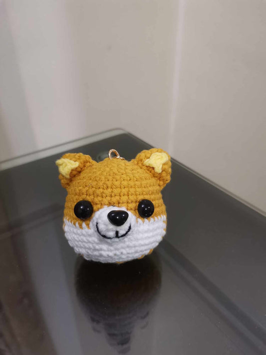 Crochet Corgi Dog Head Keychains