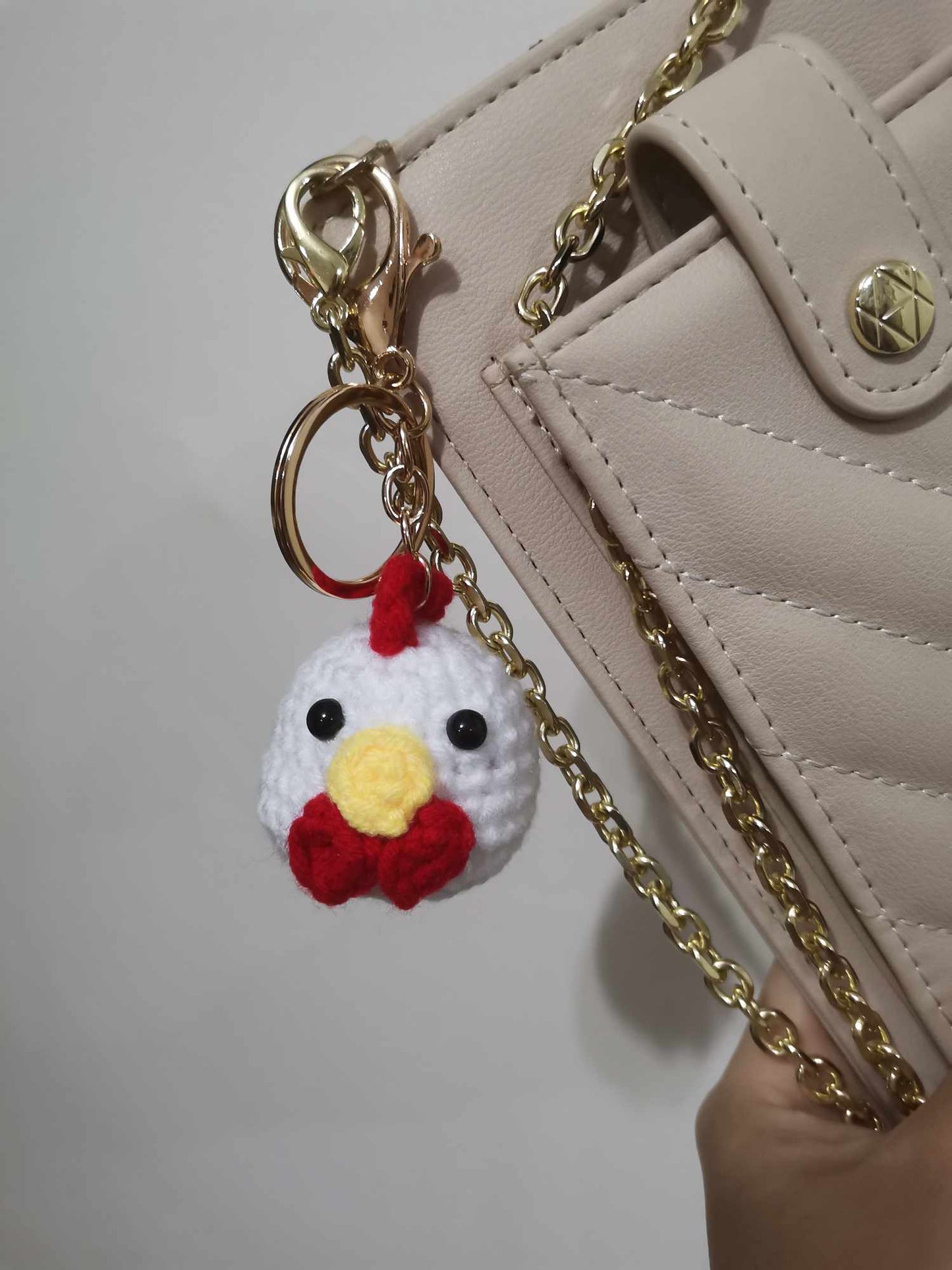 Chicken Head with Comb and Wattles Keychain