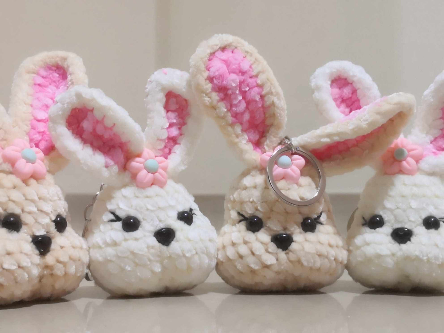 Fluffy Crochet Bunny Keychain