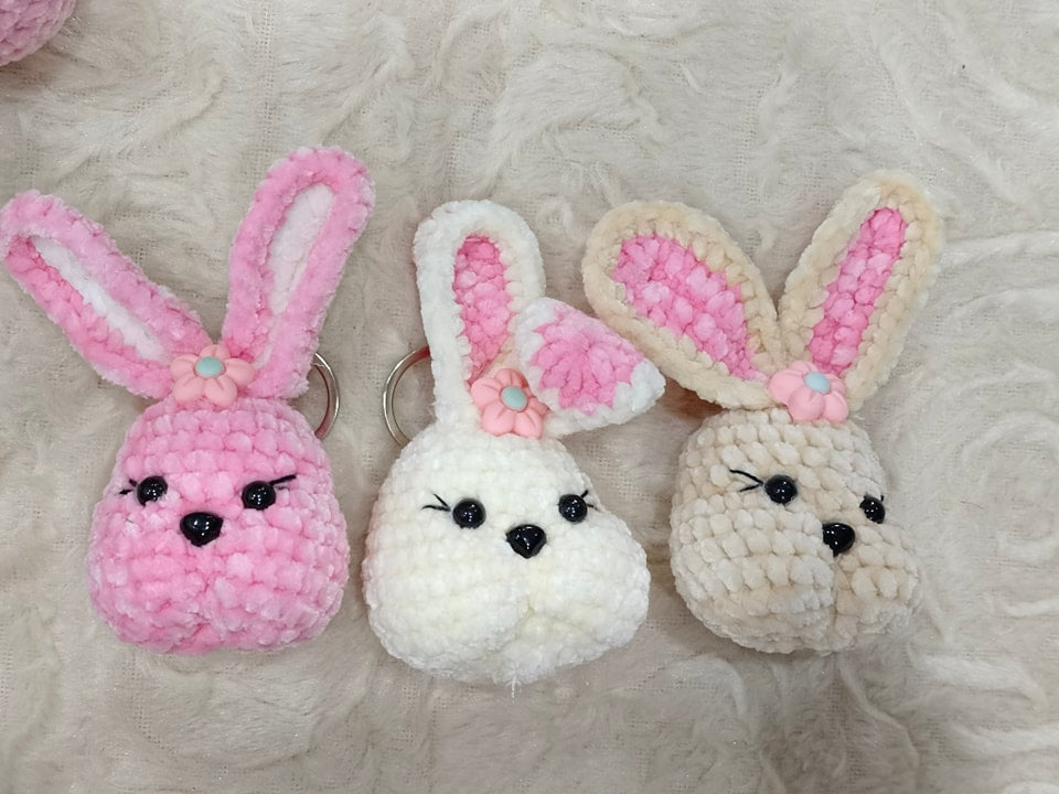 Fluffy Crochet Bunny Keychain