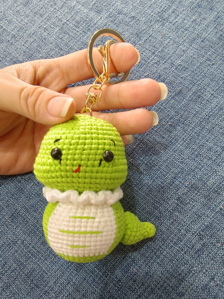 Snake with Tail Keychain, Crochet Snake Ornament