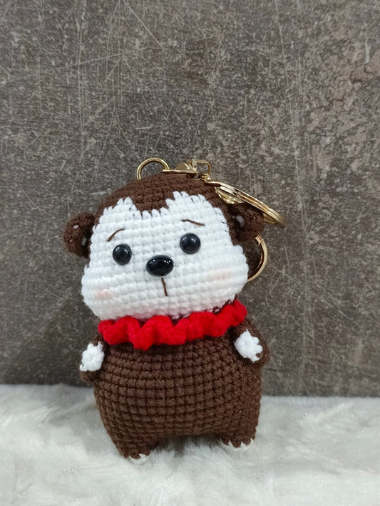 Crochet Monkey with Tail Keychain