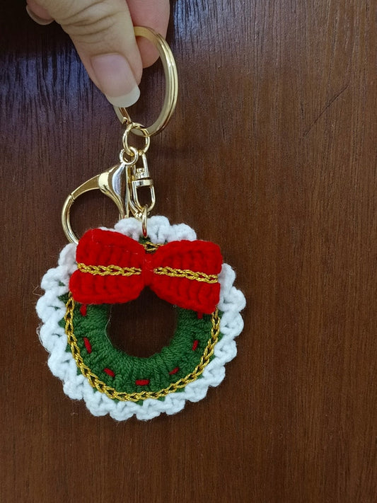 Christmas Wreath Keychains, Mini Christmas Door Ring Keychains