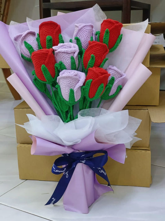 Perfect 10 Wine Rose Romantic Hand Bouquet