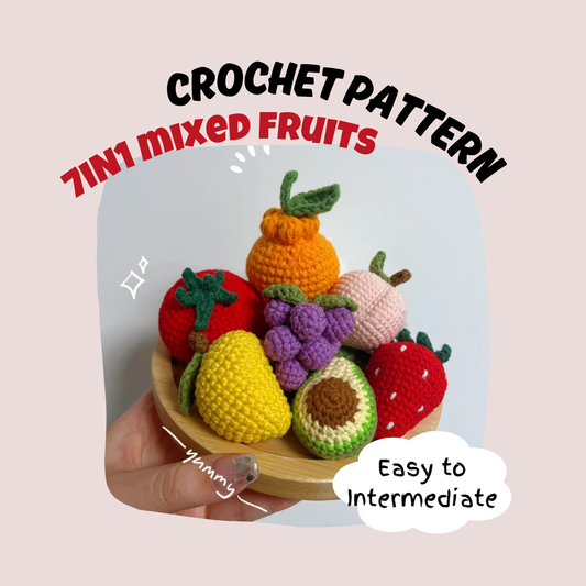 7IN1 Mixed Fruit Bundle Crochet Pattern (Low Sew & No Sew)