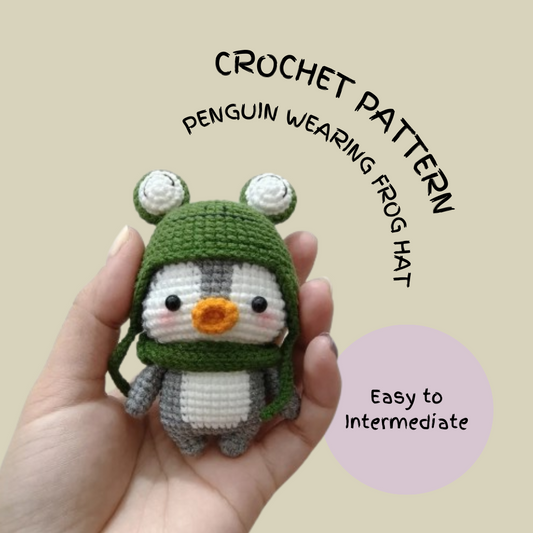Penguin Wearing Frog Hat Crochet Pattern