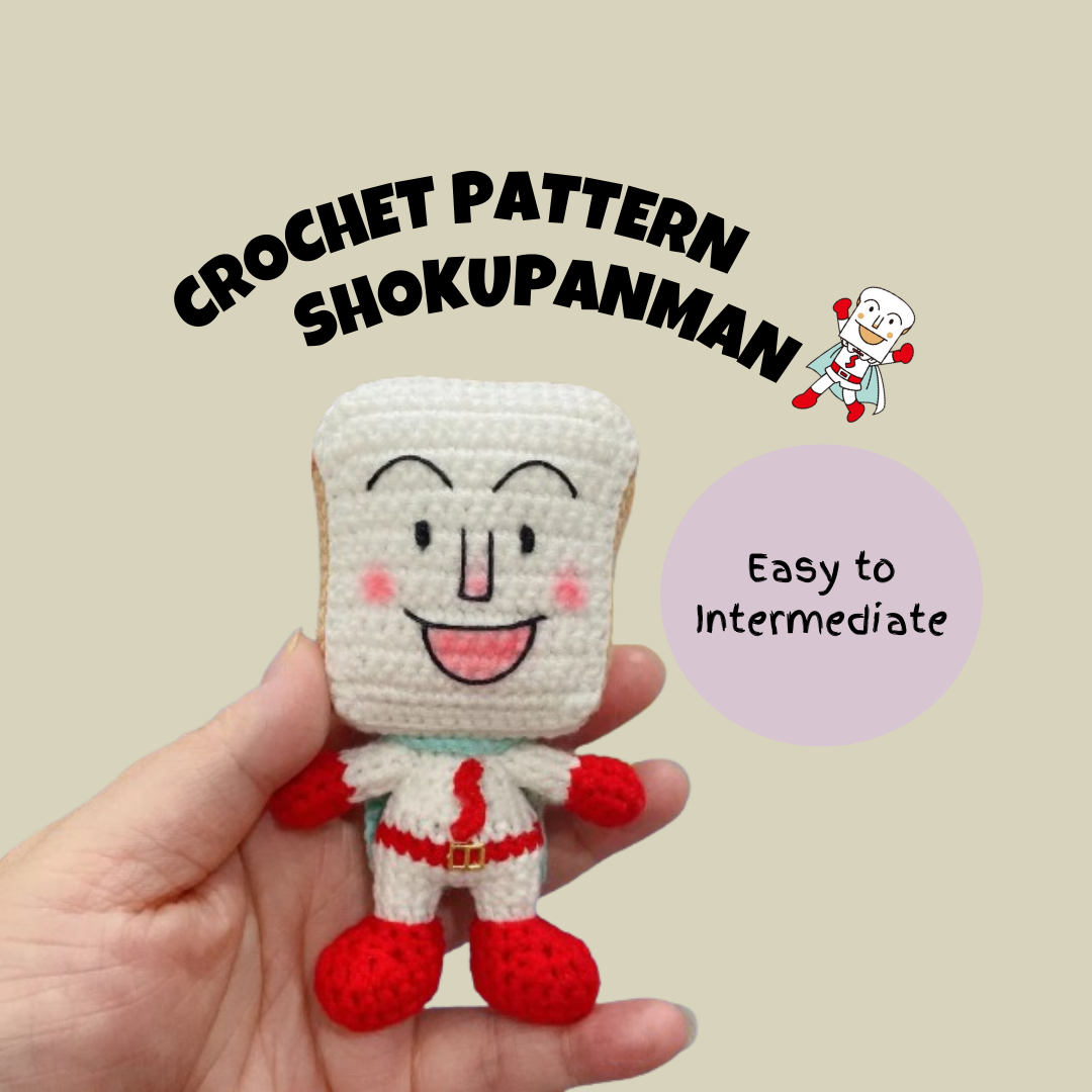 Shokupanman Inspired Crochet Pattern (Low Sew)