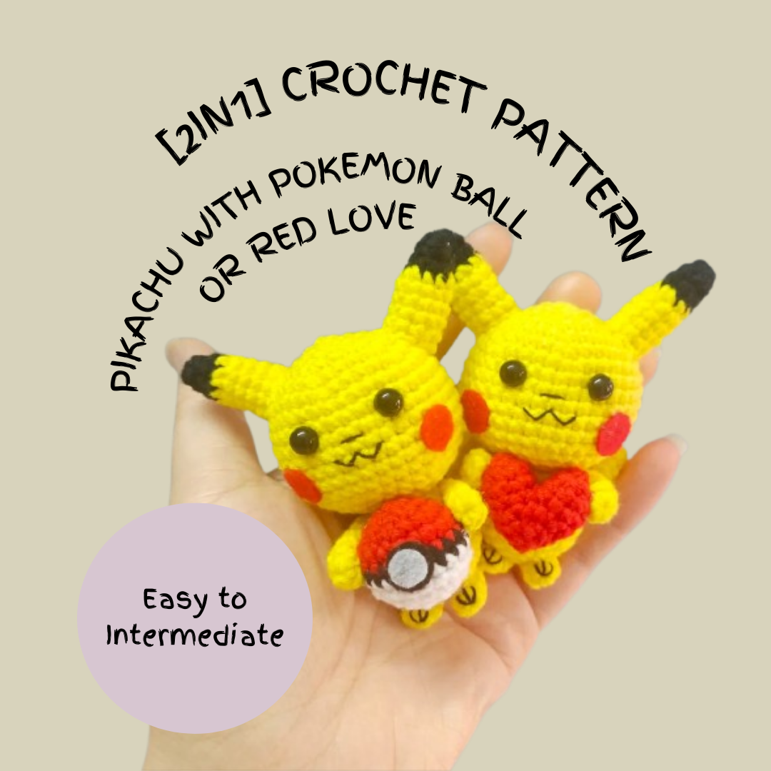 [2in1] Pikachu with Pokemon Ball / Red Love Pattern