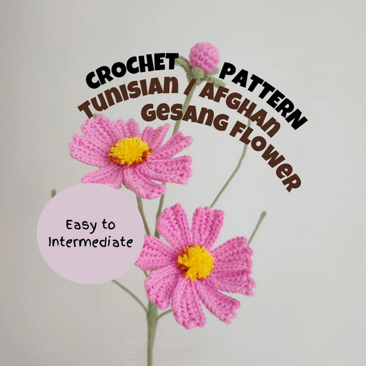 Tunisian / Afghan Gesang Flower Crochet Pattern