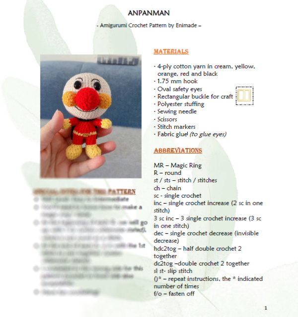 Anpanman Inspired Crochet Pattern