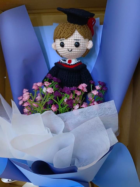 Graduation Doll With Baby Breath Flower Bouquet