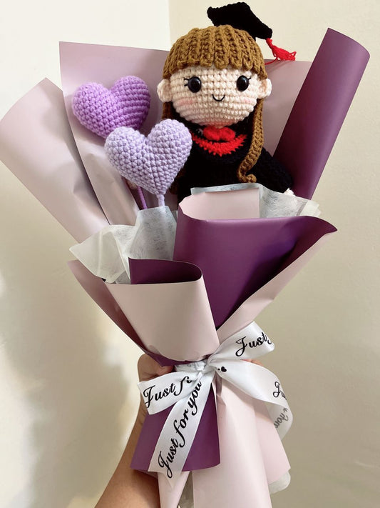 Graduation Doll Bouquet with 2 Love Flowers